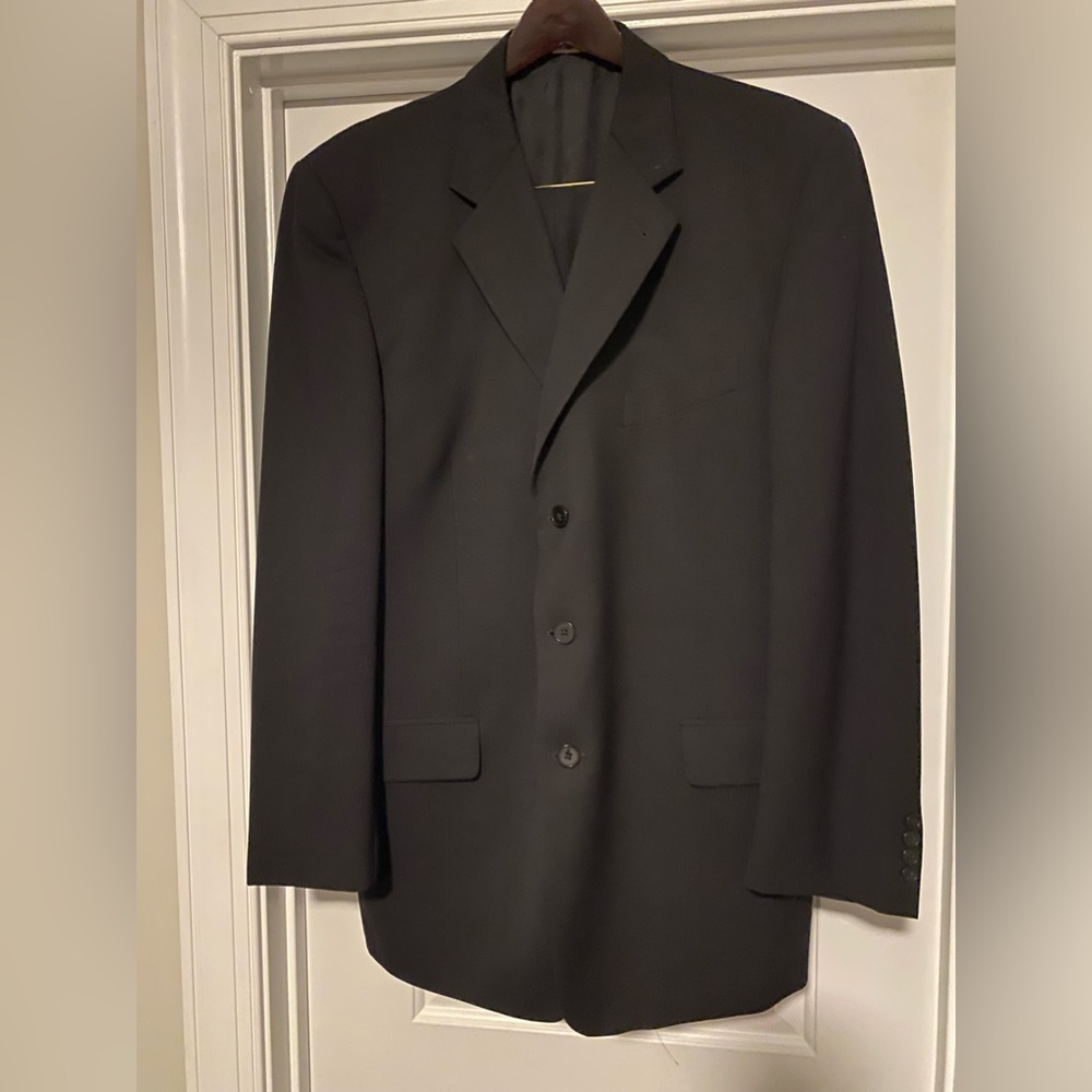 Joseph Abboud 3 button suit, black, gently worn, trousers: approx 37x32